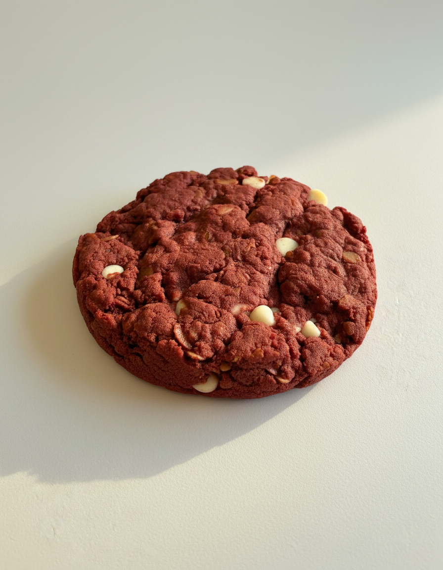 Jenny's Cookies レッドベルベット＆ホワイトチョコプロテインクッキー。グルテンフリー